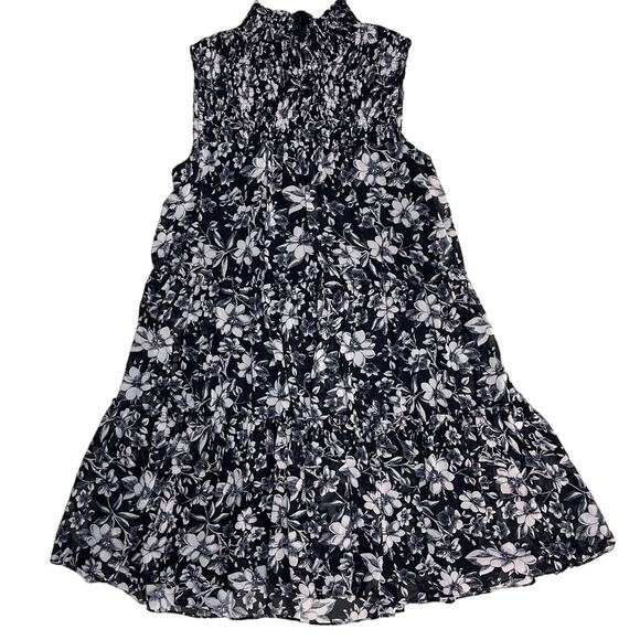 Just Taylor Black‎ & Pink Tiered Swing Dress with Smocked Neckline Size 8 - Picture 10 of 11